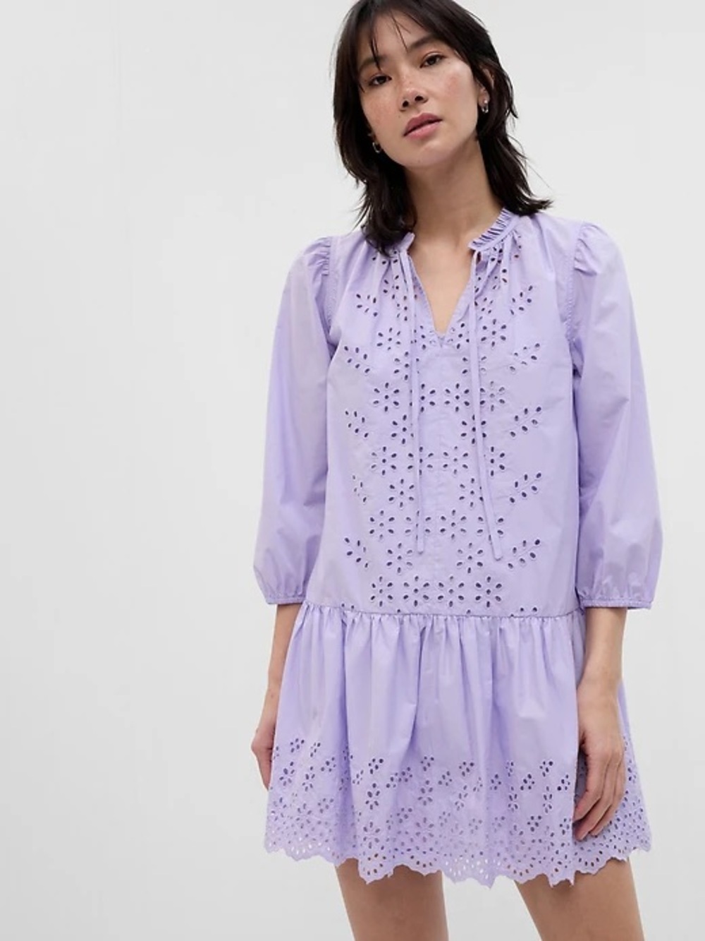 GAP Eyelet Embroidered Cotton Mini Dress size Large Tall
